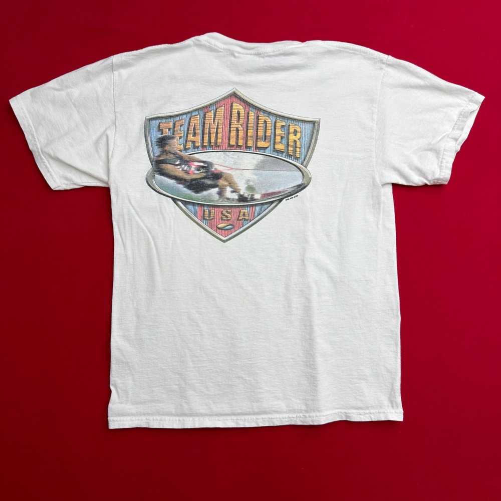 Vintage Tultex Shasta Lake Team Rider Waterboard T-Shirt White Men Medium Y2K